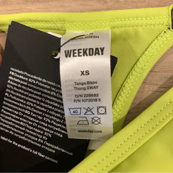Weekday Tanga Sway thong bikini bottom in bright green - Picture 5 of 7